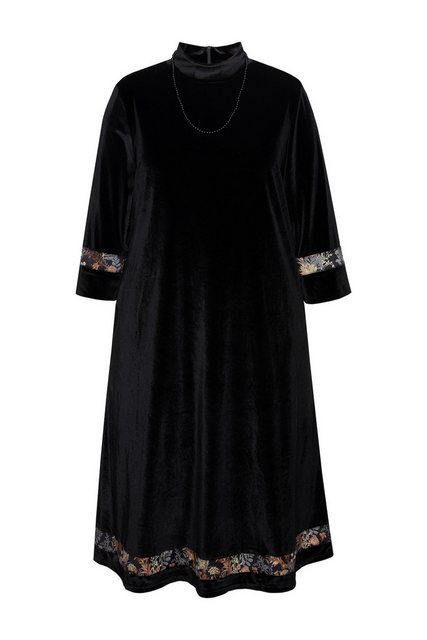 Ulla Popken Sommerkleid Samtkleid Schmuckkette Stehkragen 3/4-Arm günstig online kaufen