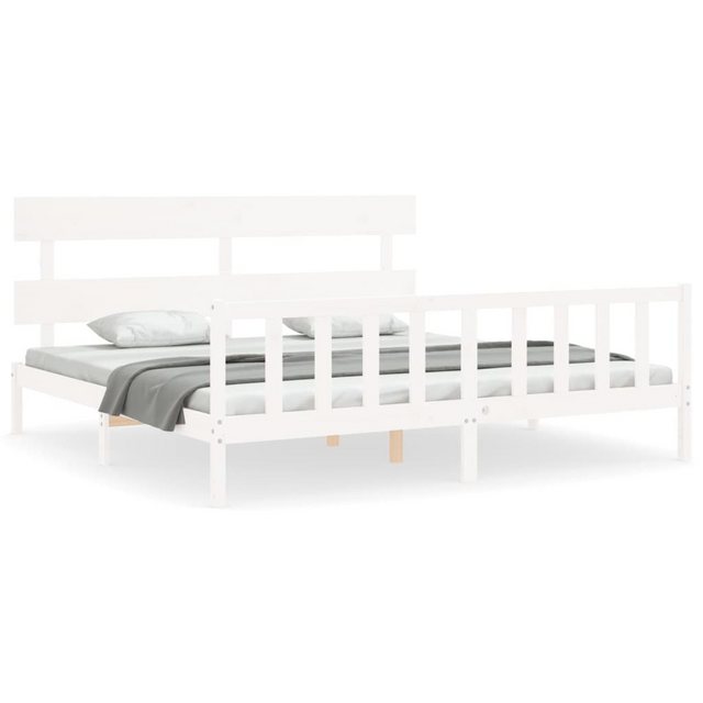 vidaXL Bett Massivholzbett ohne Matratze Weiß 200x200 cm Kiefernholz günstig online kaufen