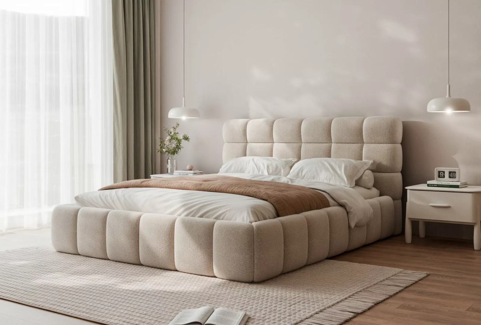 yourhouse24 Polsterbett Bubble Doppelbett Bettgestell Lattenrost mit Bettka günstig online kaufen