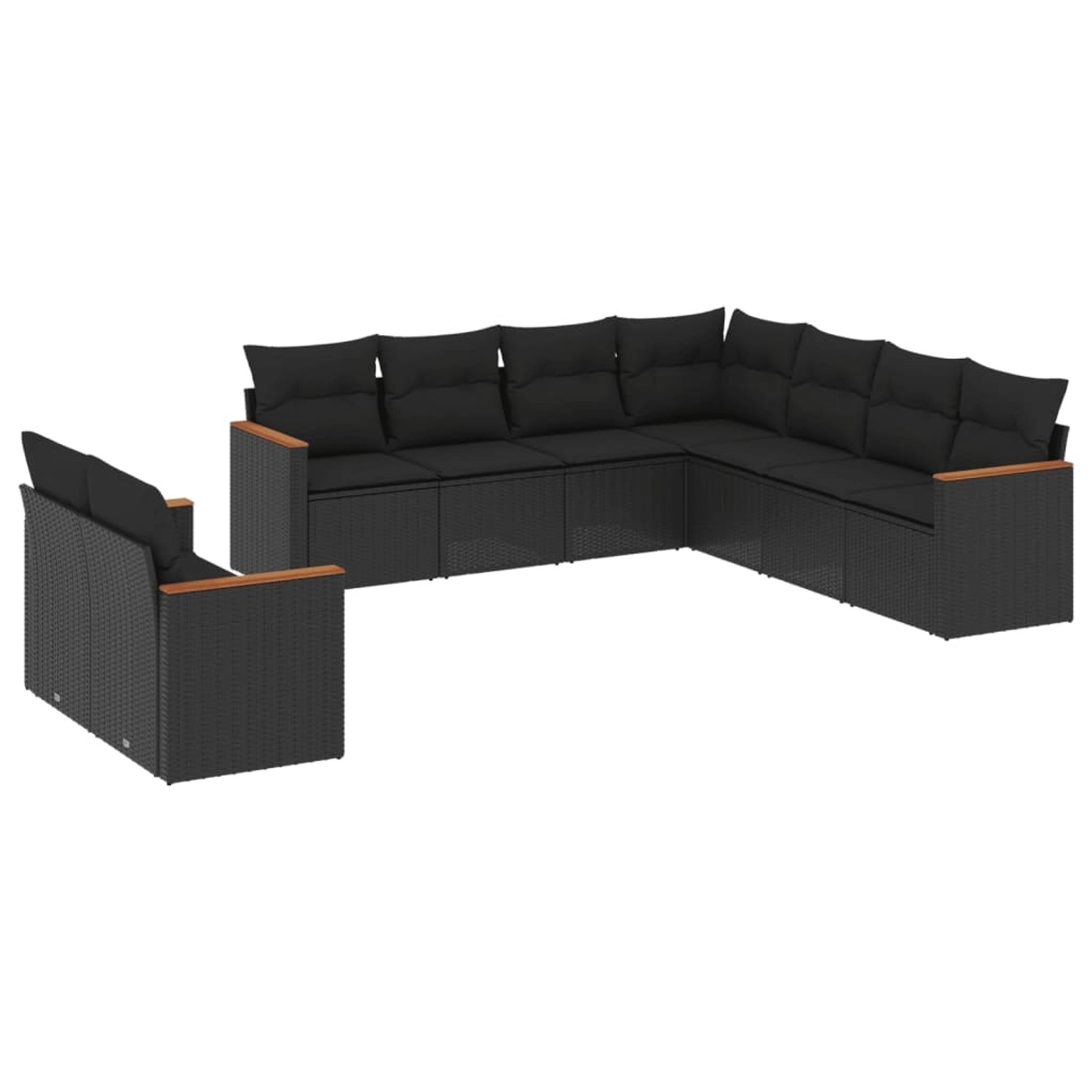 vidaXL 9-Tlg Garten-Sofagarnitur mit Kissen Schwarz Poly Rattan 3258499 günstig online kaufen