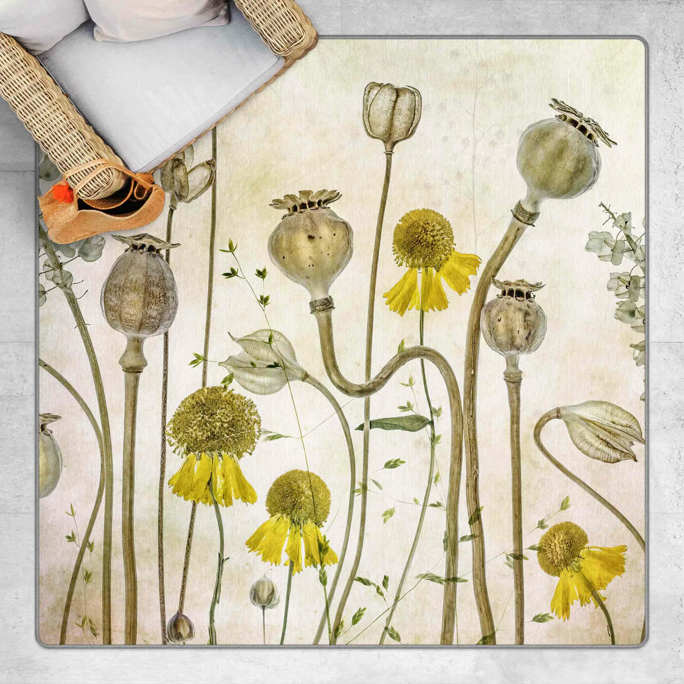 Teppich Mohn und Helenium günstig online kaufen