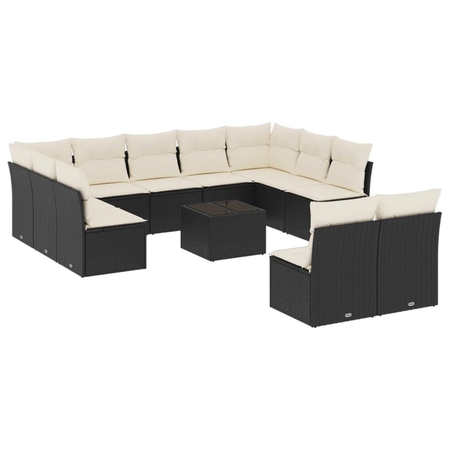 vidaXL 12-tlg Garten-Sofagarnitur mit Kissen Schwarz Poly Rattan Modell 27 günstig online kaufen