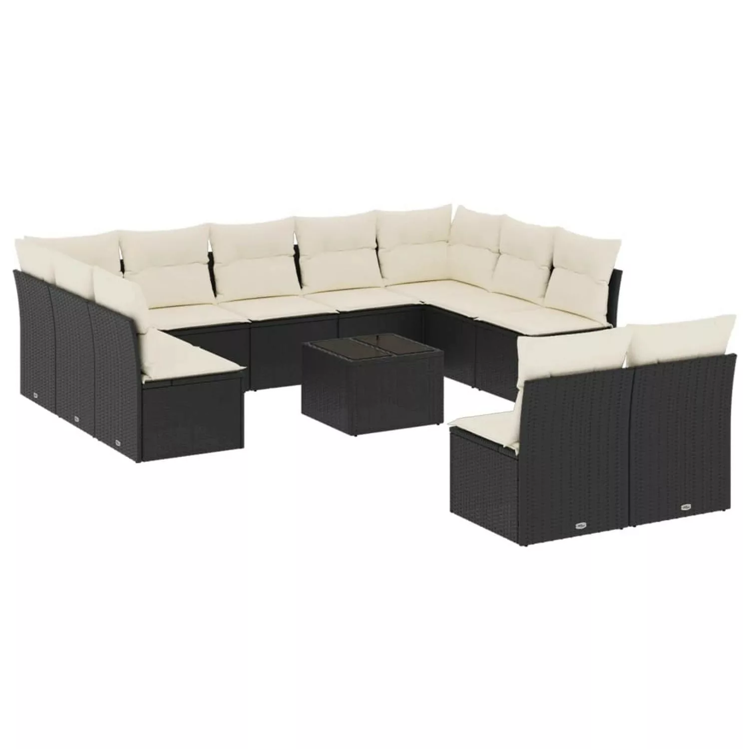 vidaXL 12-tlg Garten-Sofagarnitur mit Kissen Schwarz Poly Rattan Modell 39 günstig online kaufen