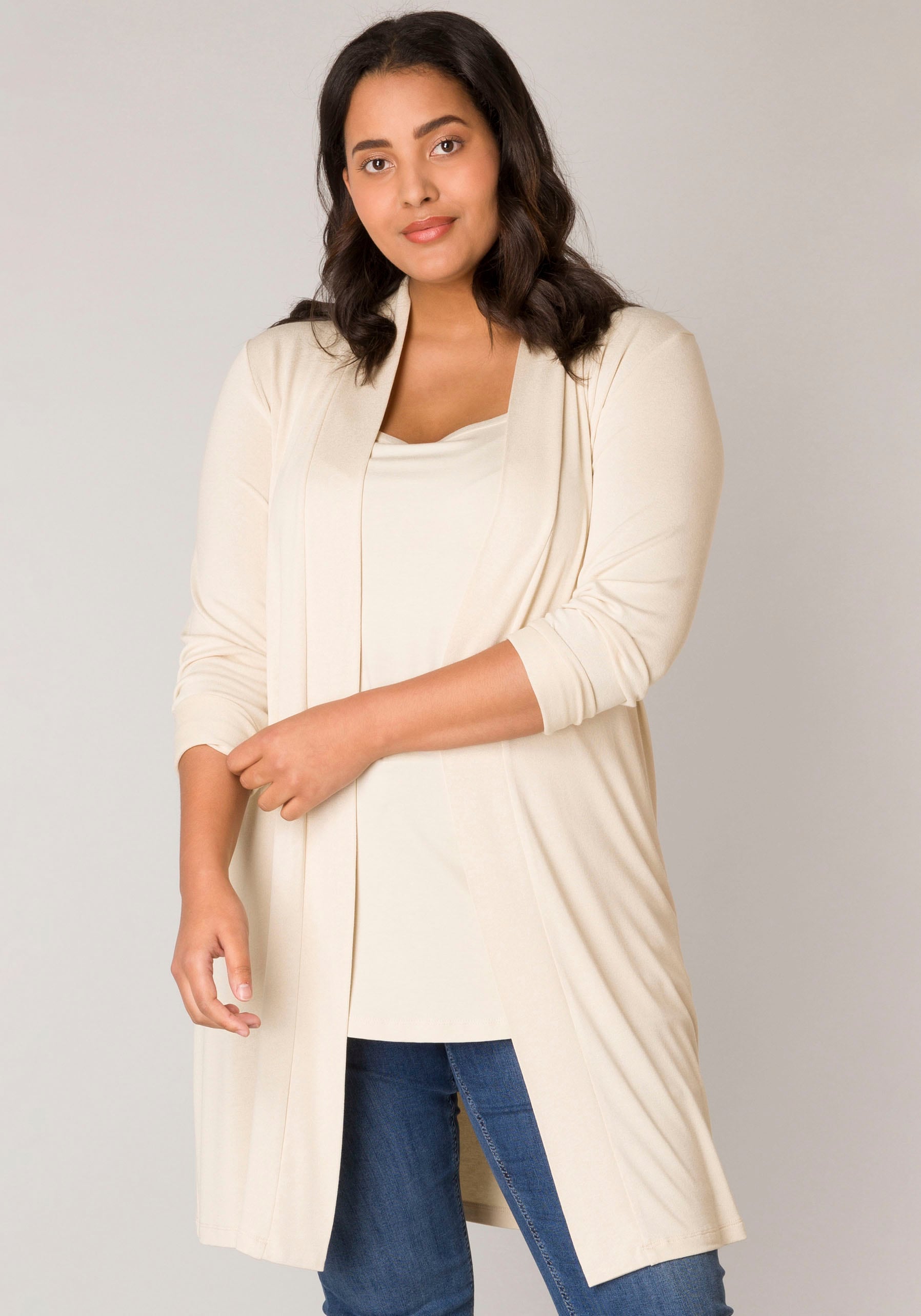 Base Level Curvy Longstrickjacke Ayla Long Figurumspielende, weiche Strickq günstig online kaufen