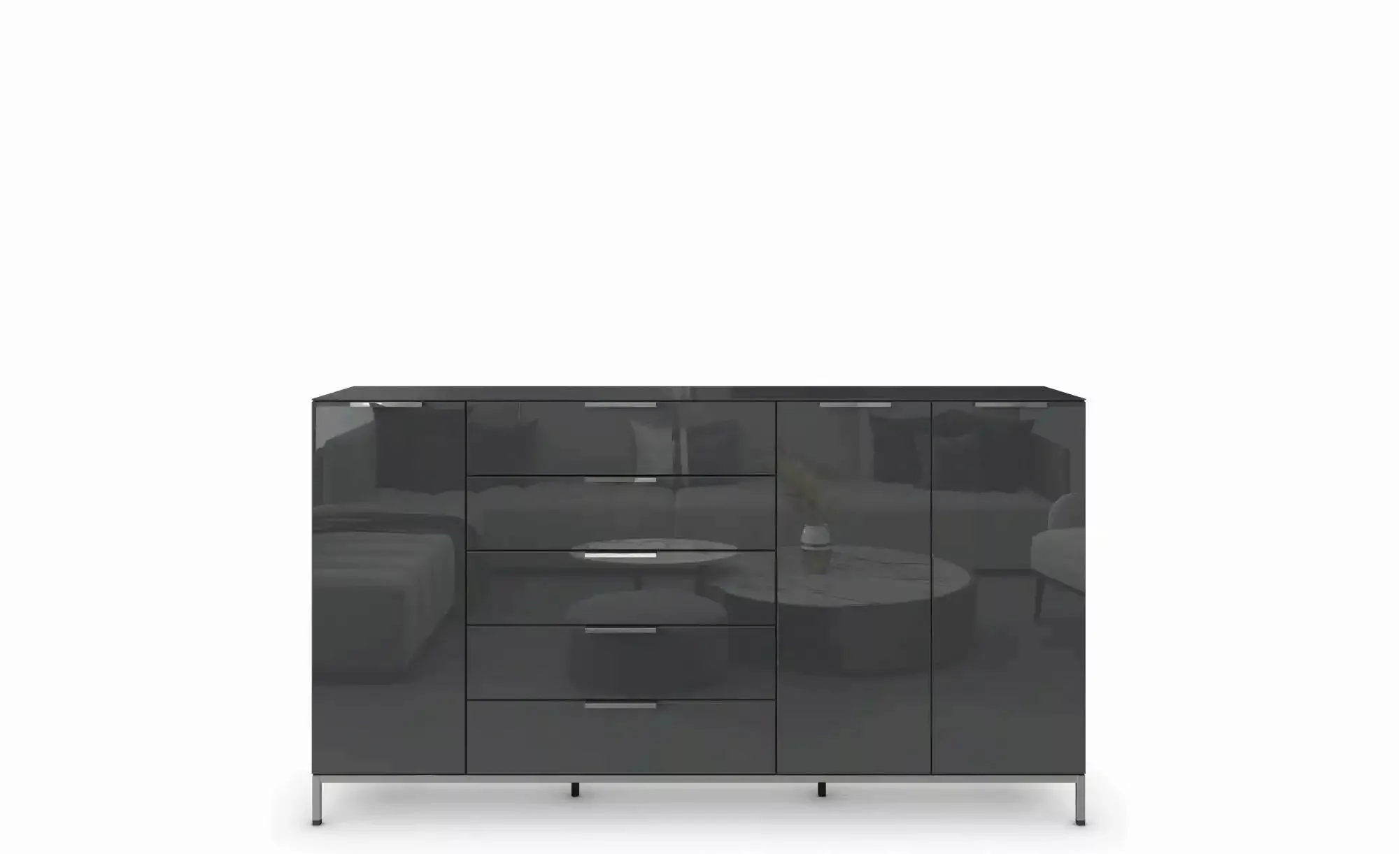 Highboard ¦ schwarz ¦ Maße (cm): B: 199 H: 110 Kommoden & Sideboards > High günstig online kaufen