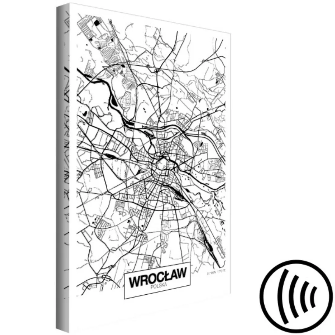Wandbild Breslau-Stadtplan - minimalistische, schwarz-weiße Stadtplan-Grafi günstig online kaufen