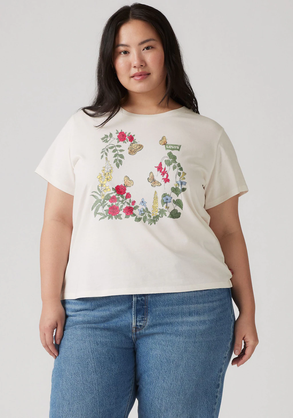 Levis Plus T-Shirt "PERFECT TEE", mit geblümten Bat-Wing-Logo günstig online kaufen