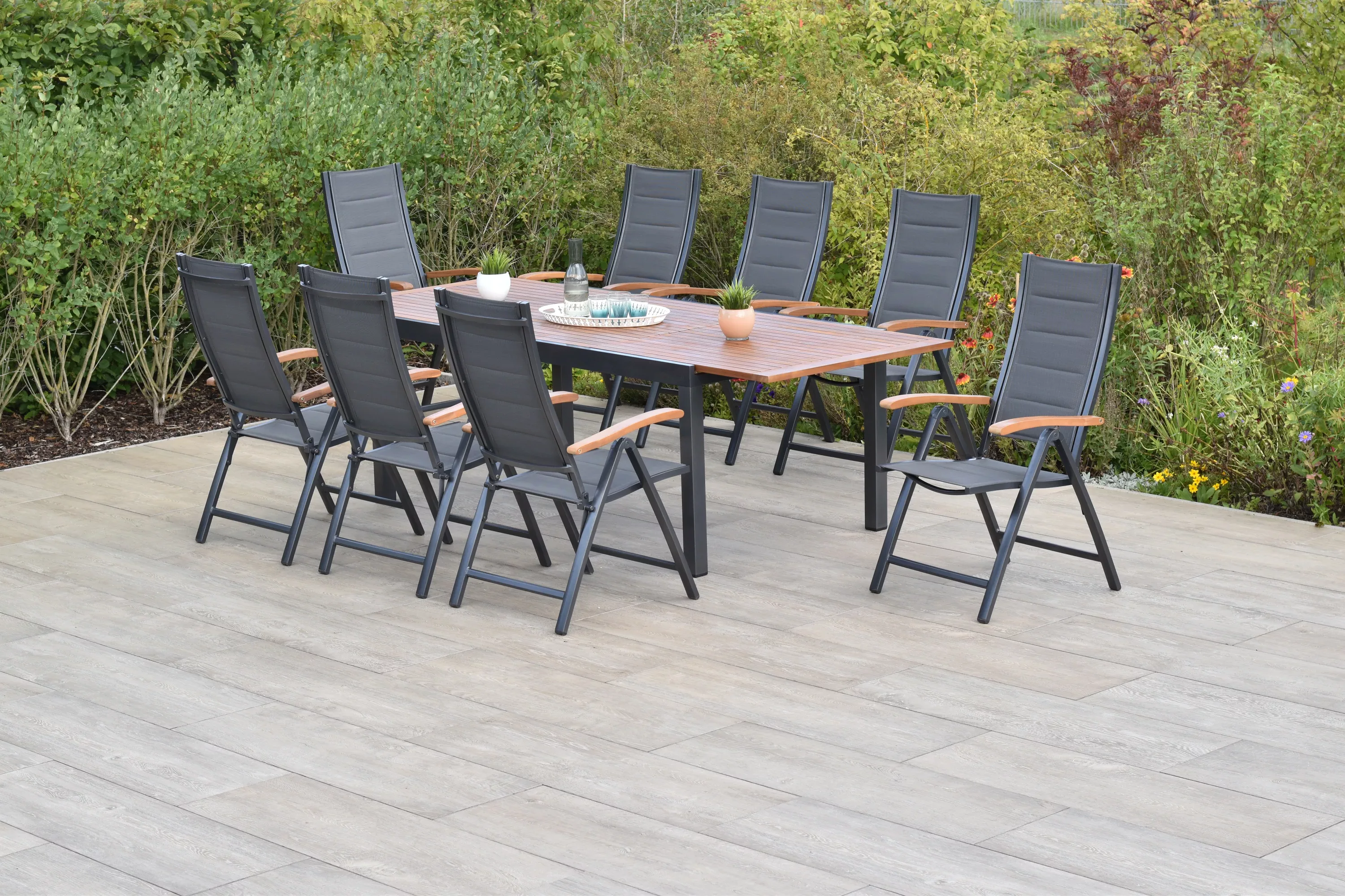 MERXX Garten-Essgruppe ""Paxos"", (Set, 9 tlg., 5-fach verstellbare Rückenl günstig online kaufen