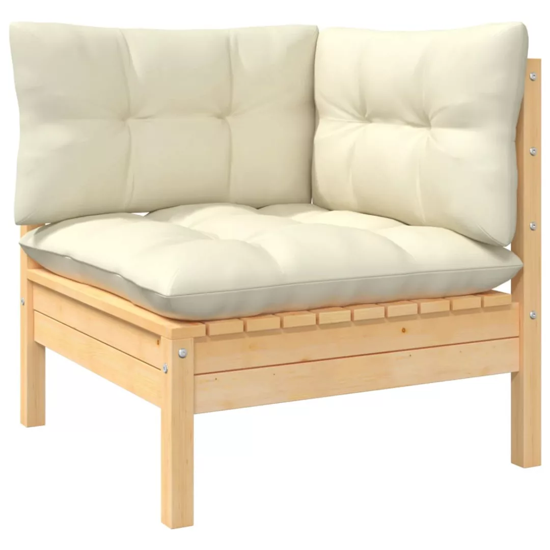 Garten-ecksofa Mit Creme Kissen Massivholz Kiefer günstig online kaufen