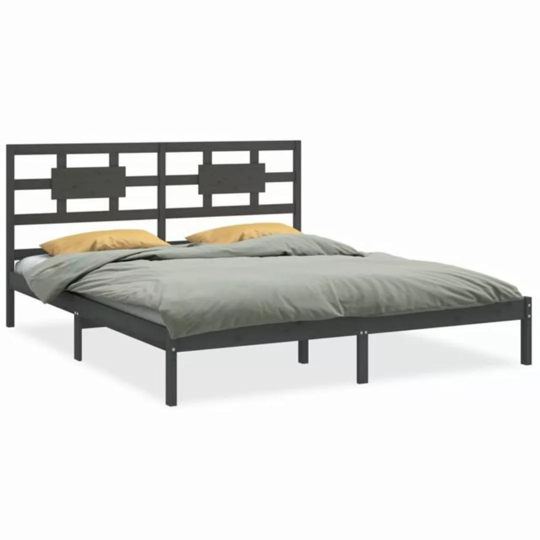 vidaXL Bettgestell Massivholzbett Grau 200x200 cm Bett Bettgestell Doppelbe günstig online kaufen