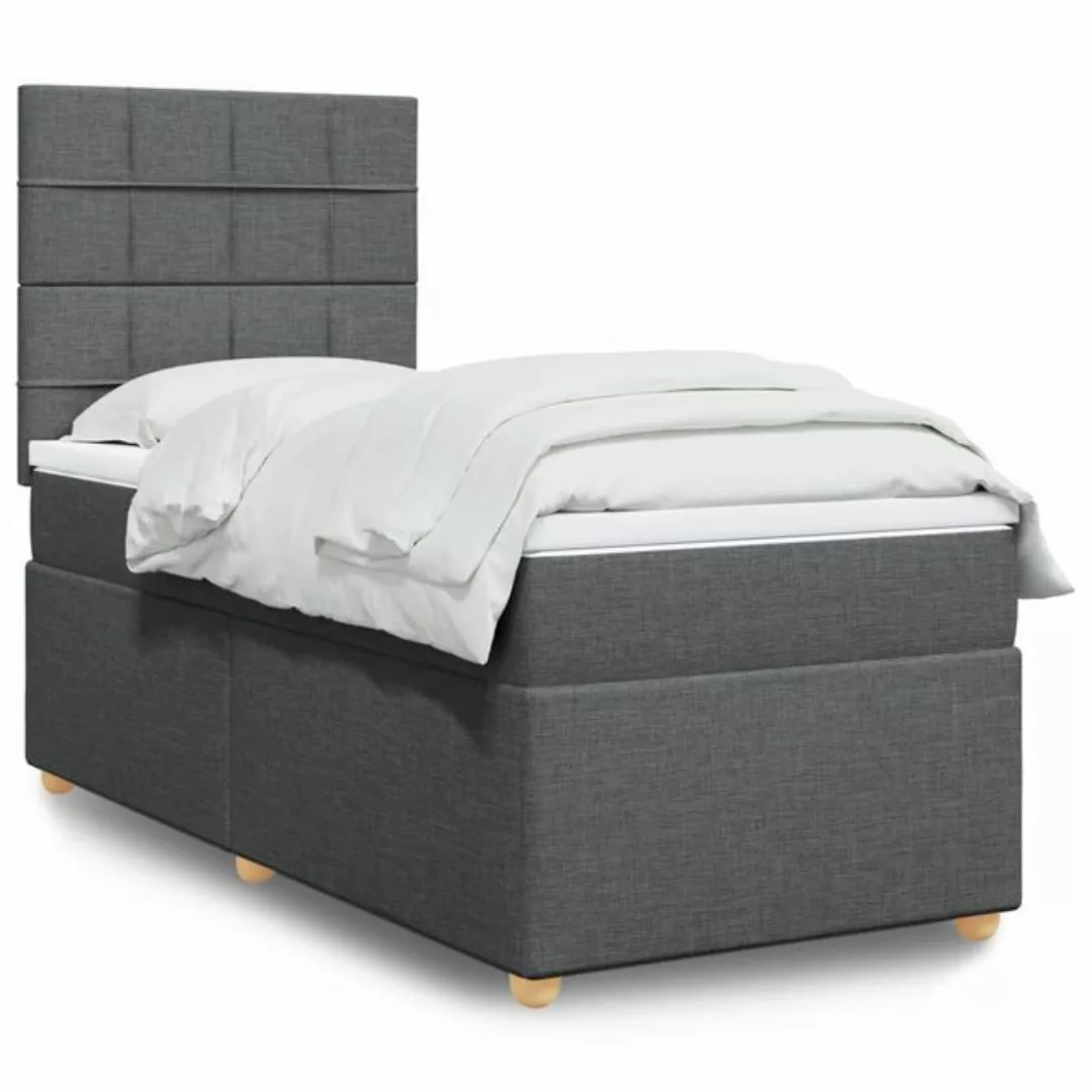 vidaXL Boxspringbett, Boxspringbett mit Matratze Dunkelgrau 80x200 cm Stoff günstig online kaufen