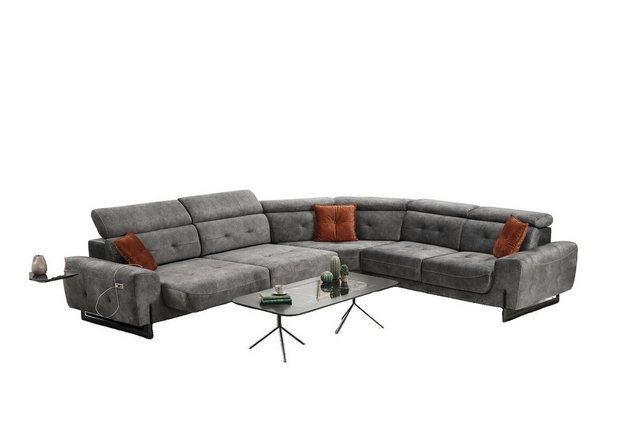 JVmoebel Ecksofa Grau Ecksofa Designer Wohnzimmer Sofa Couch U-Form Polster günstig online kaufen