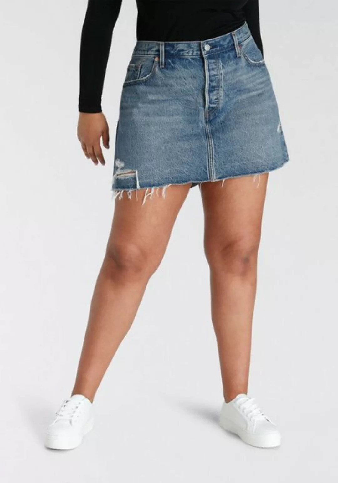 Levi's® Plus Jeansrock PLUS NEW ICON SKIRT mit ausgefranster Kante und Dest günstig online kaufen