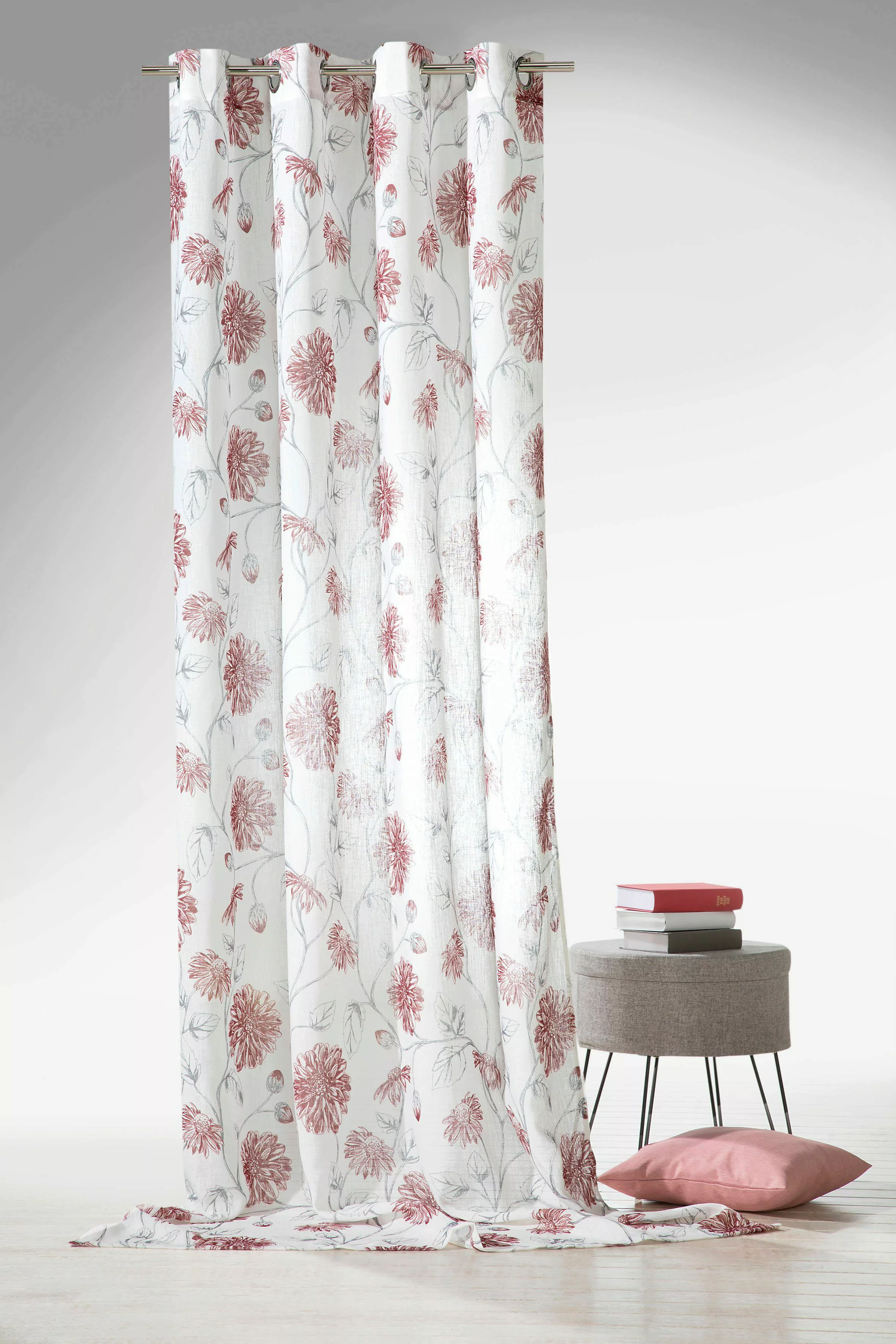 Weckbrodt Vorhang »Dahlia«, (1 St.), Leinen-Optik, Transparent, floral, geb günstig online kaufen