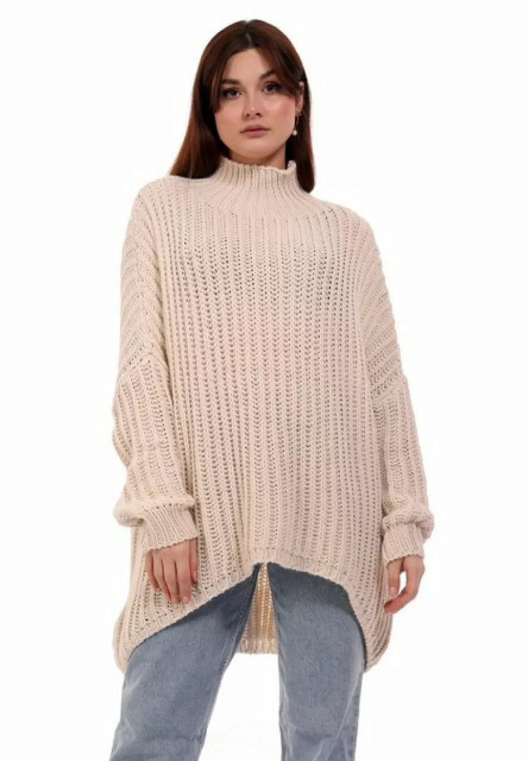 YC Fashion & Style Longpullover Oversized Pullover Grobstrick Vokuhila Swea günstig online kaufen