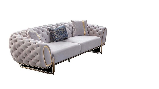 JVmoebel Sofa Chesterfield Weißes Sofa Set Edler 3-Sitzer Exklusiver Sessel günstig online kaufen