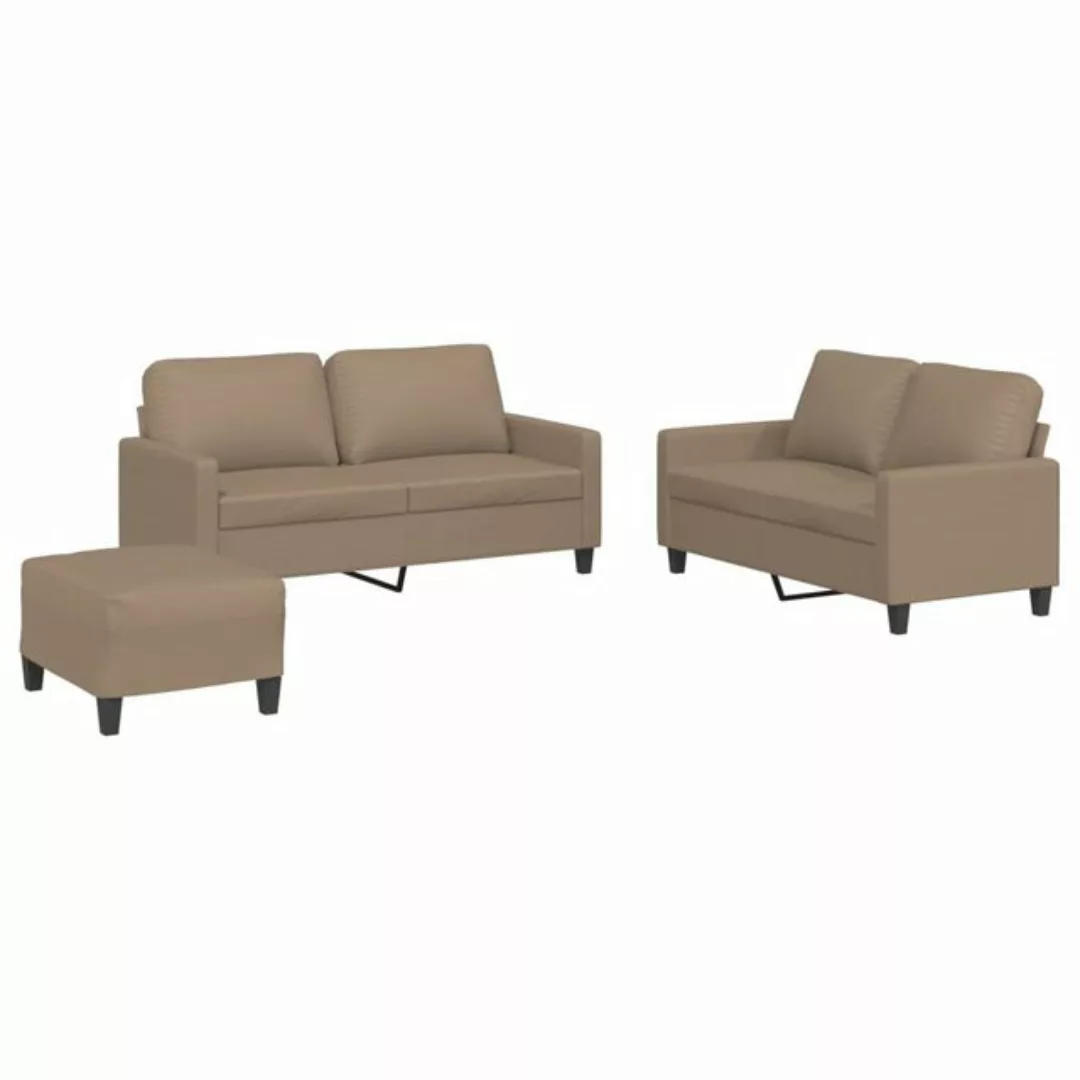 vidaXL Sofa Sofagarnitur mit Kissen Kunstleder, Standard + Fußhocker, Braun günstig online kaufen