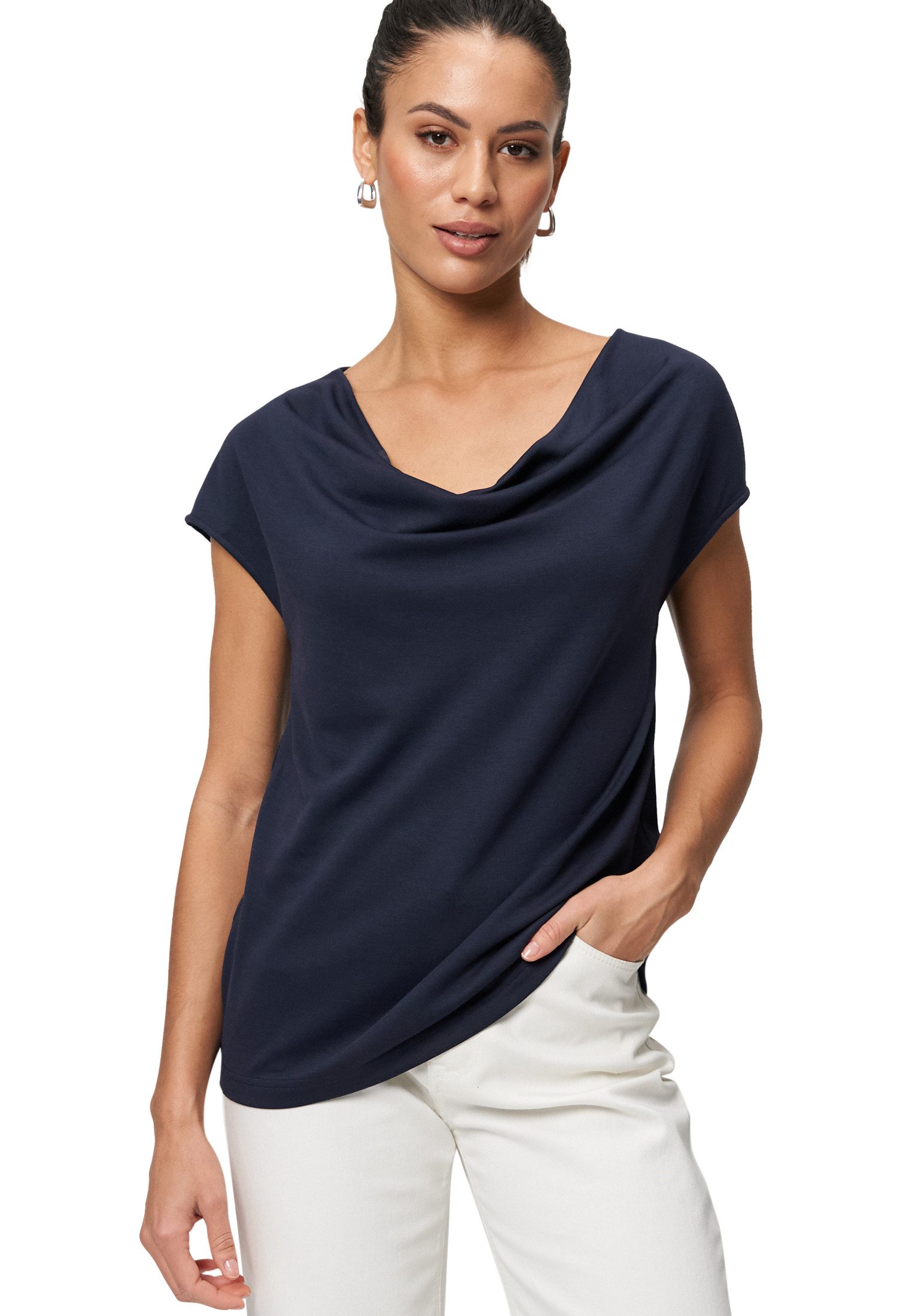 Zero T-Shirt "zero Damen Jerseyshirt mit Wasserfallausschnitt", (1 tlg.), d günstig online kaufen