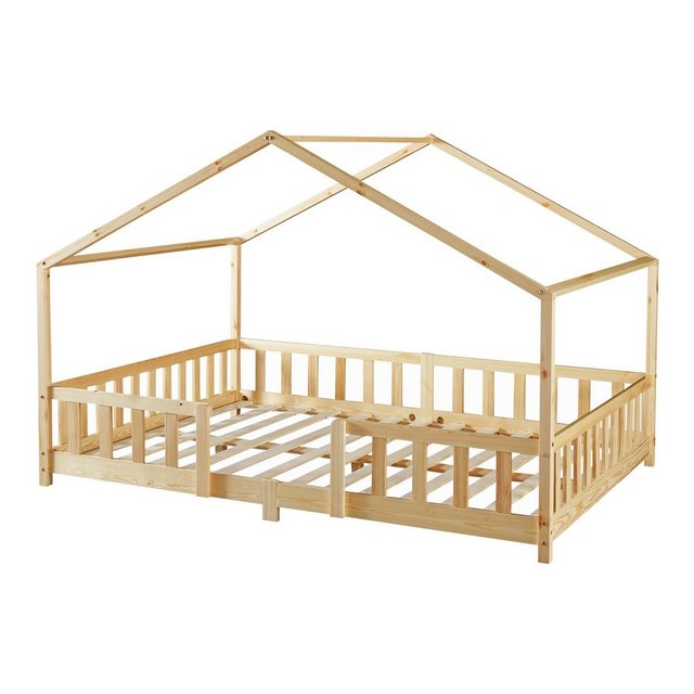 en.casa Kinderbett, »Treviolo« Haus-Optik mit Rausfallschutz 120x200 cm Hol günstig online kaufen