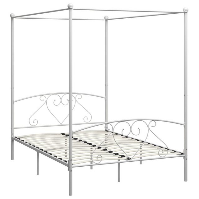 vidaXL Himmelbett Himmelbett-Gestell Weiß Metall 160 x 200 cm Bett Bettrahm günstig online kaufen