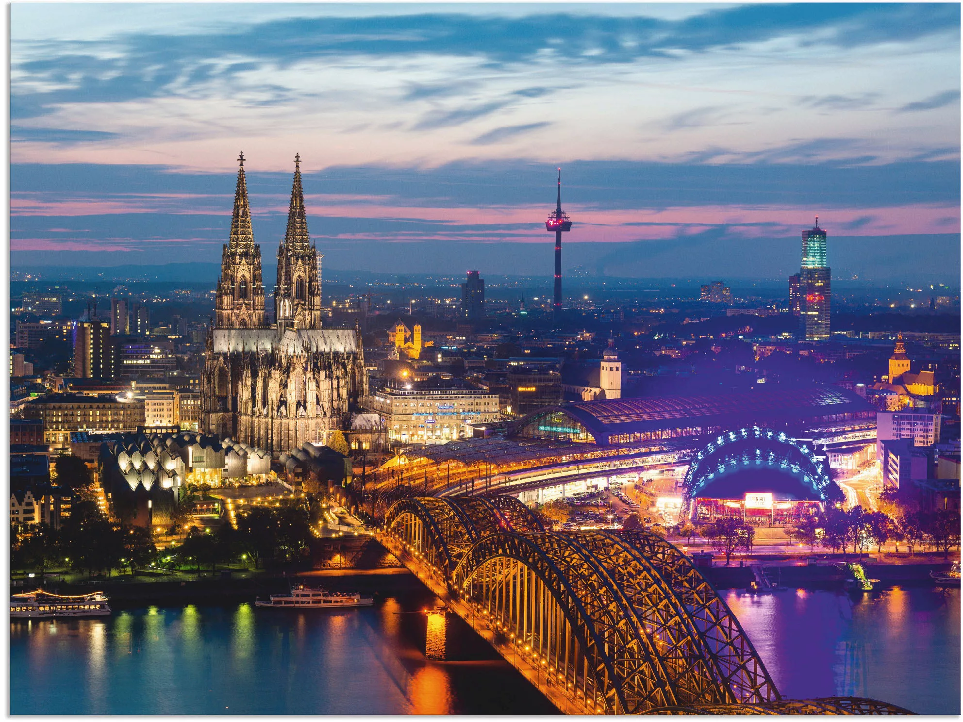 Artland Wandbild "Köln Panorama am Abend", Deutschland, (1 St.), als Alubil günstig online kaufen