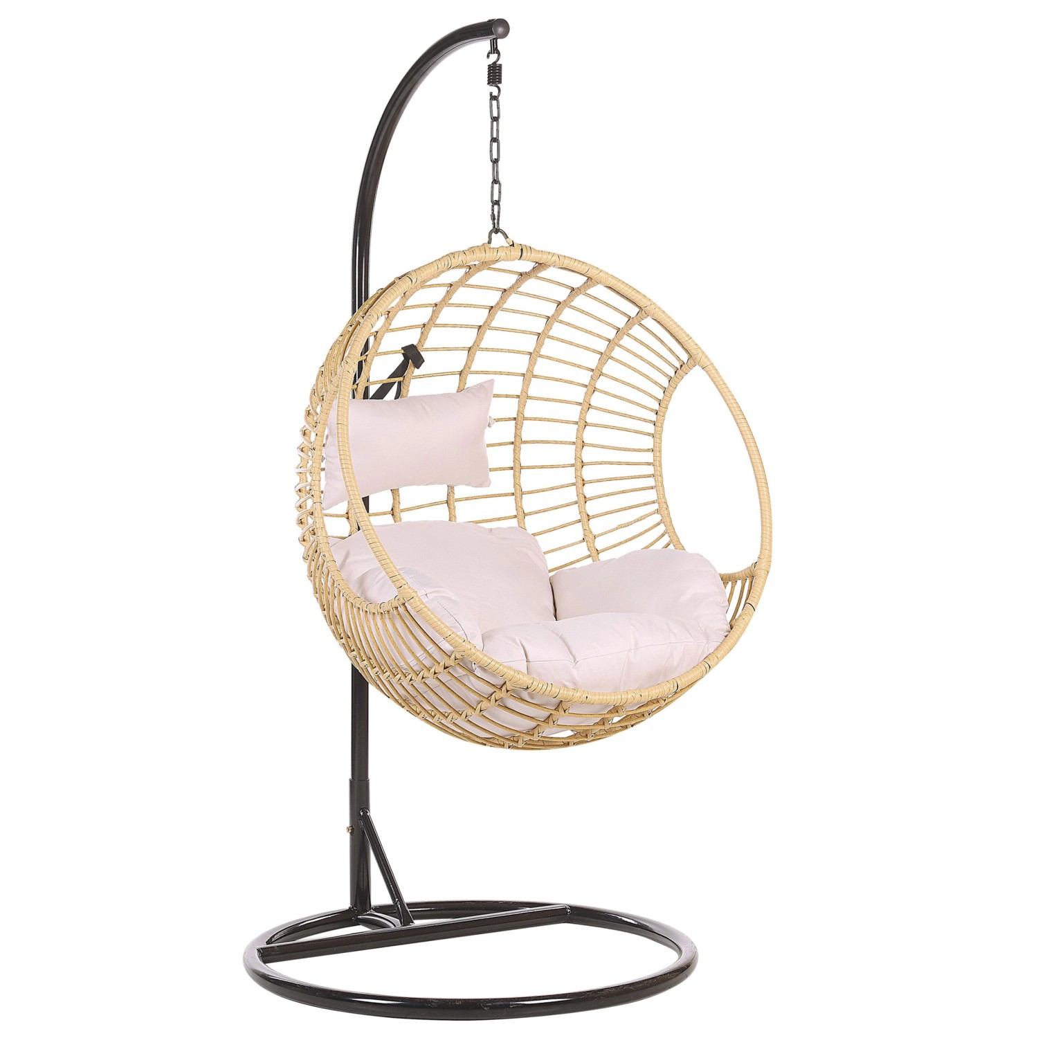 Beliani Hängesessel Naturfarben Beige Schwarz 97x99x199 günstig online kaufen