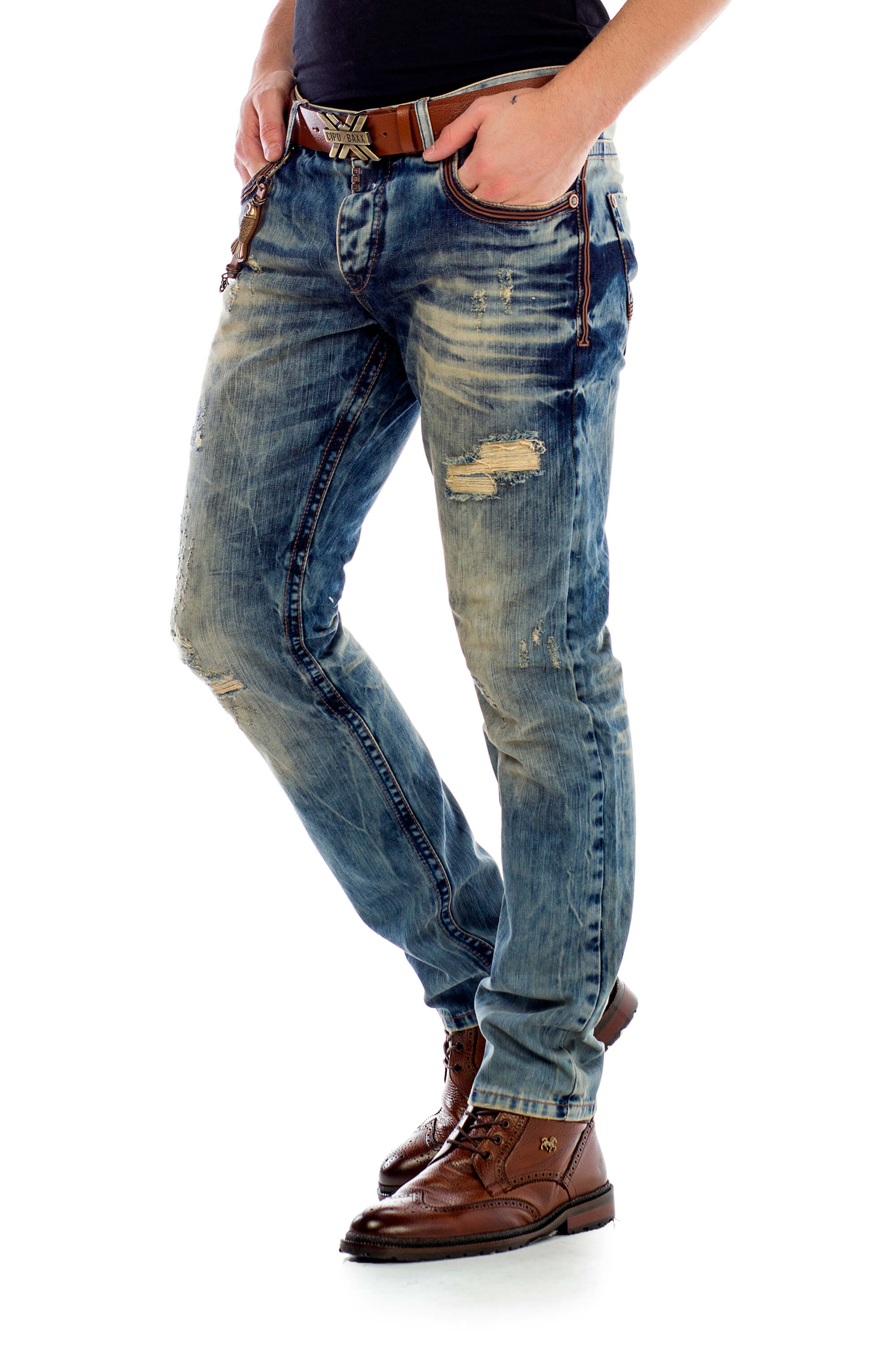 Cipo & Baxx Bequeme Jeans, in coolem Used-Look in Straight Fit günstig online kaufen