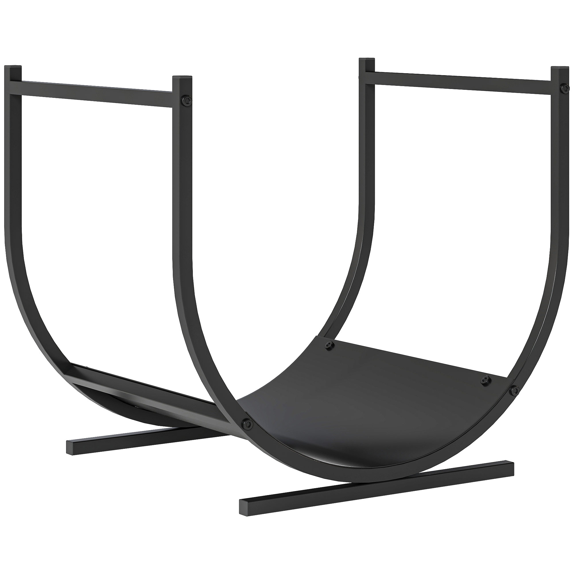 Outsunny Kaminholzregal, robustes gebogenes Holzregal, Holzkörbe für drinne günstig online kaufen