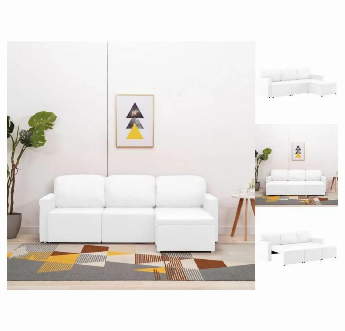 vidaXL Sofa Modulares 3-Sitzer-Schlafsofa Weiß Kunstleder Schlafcouch Schla günstig online kaufen