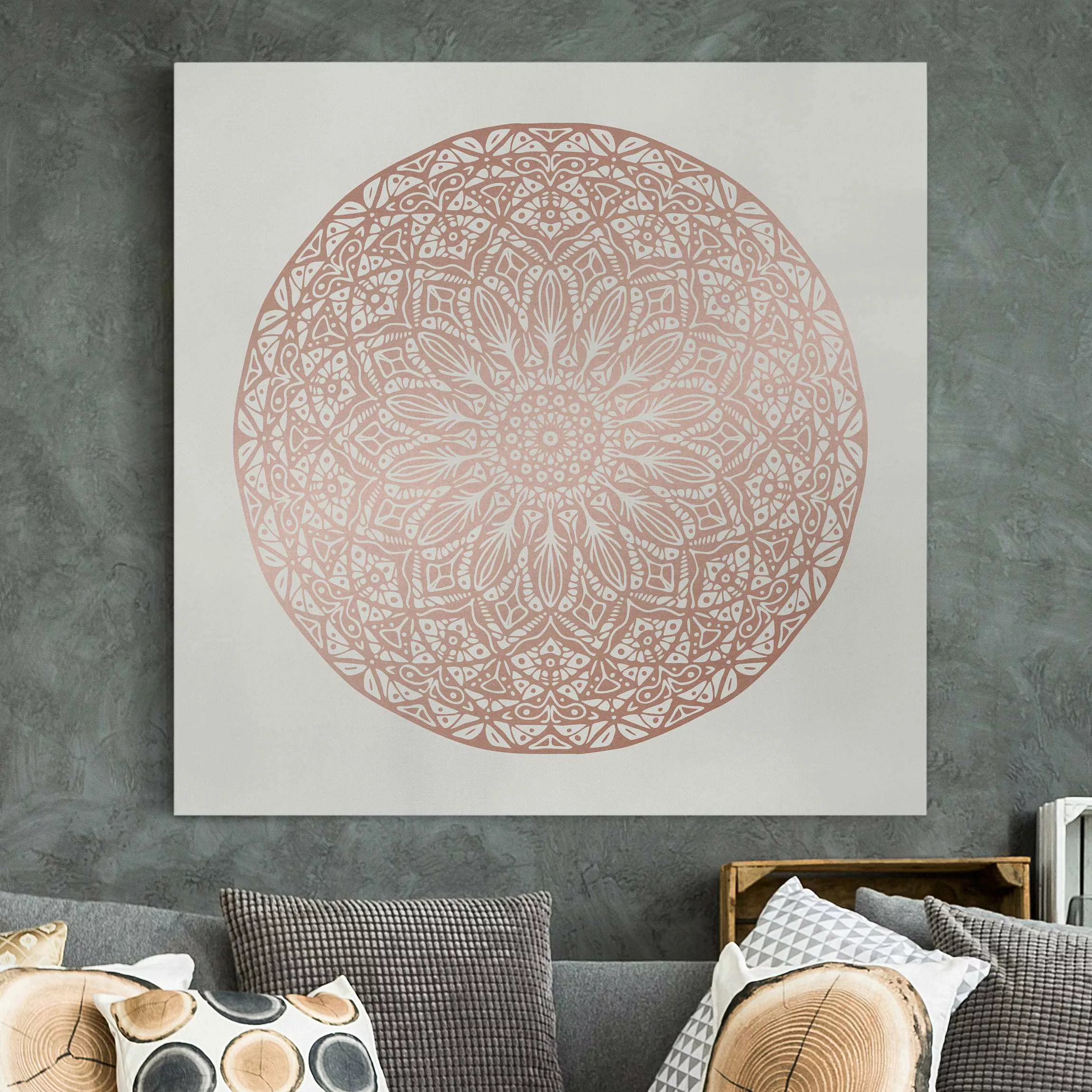 Leinwandbild Mandala Ornament in Kupfergold günstig online kaufen