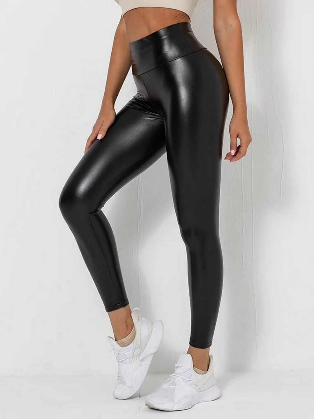 SunJas Leggings LC001 (Skinny) hüfthoch schlank Hose Kunstleder günstig online kaufen