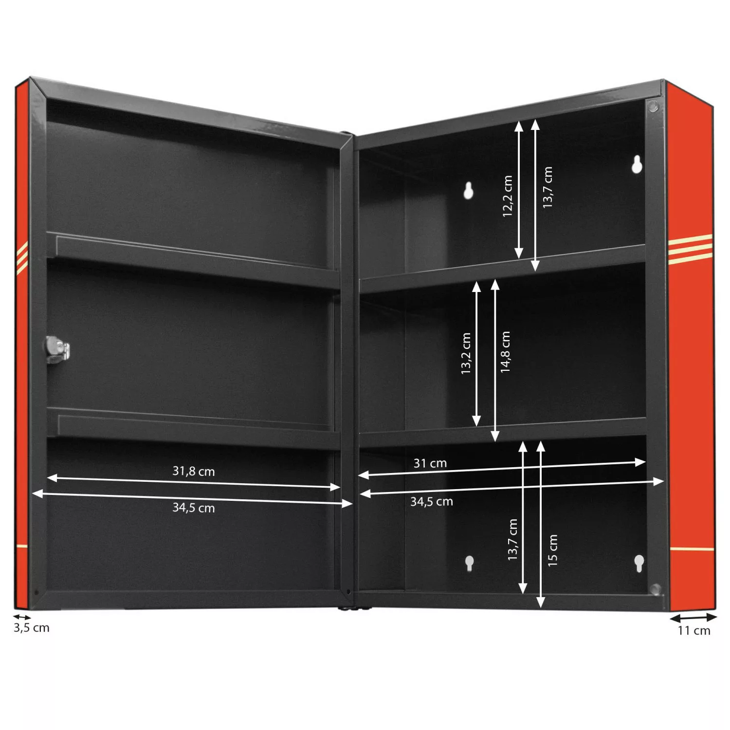 Banjado XXL Medizinschrank Abschliessbar 35x46x15cm Arzneischrank Anthrazit günstig online kaufen