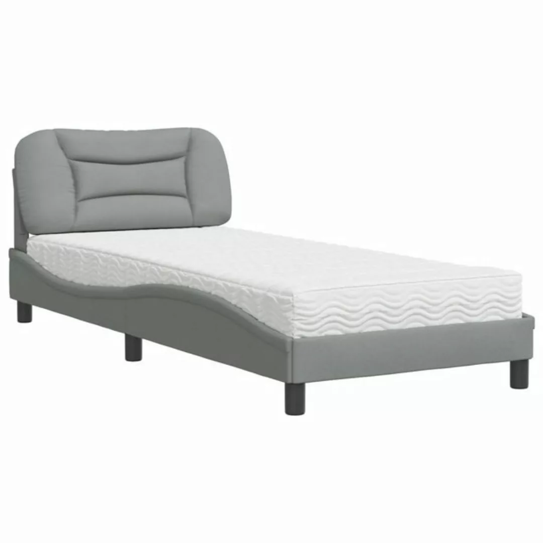 vidaXL Bett Bett mit Matratze Hellgrau 80x200 cm Stoff günstig online kaufen