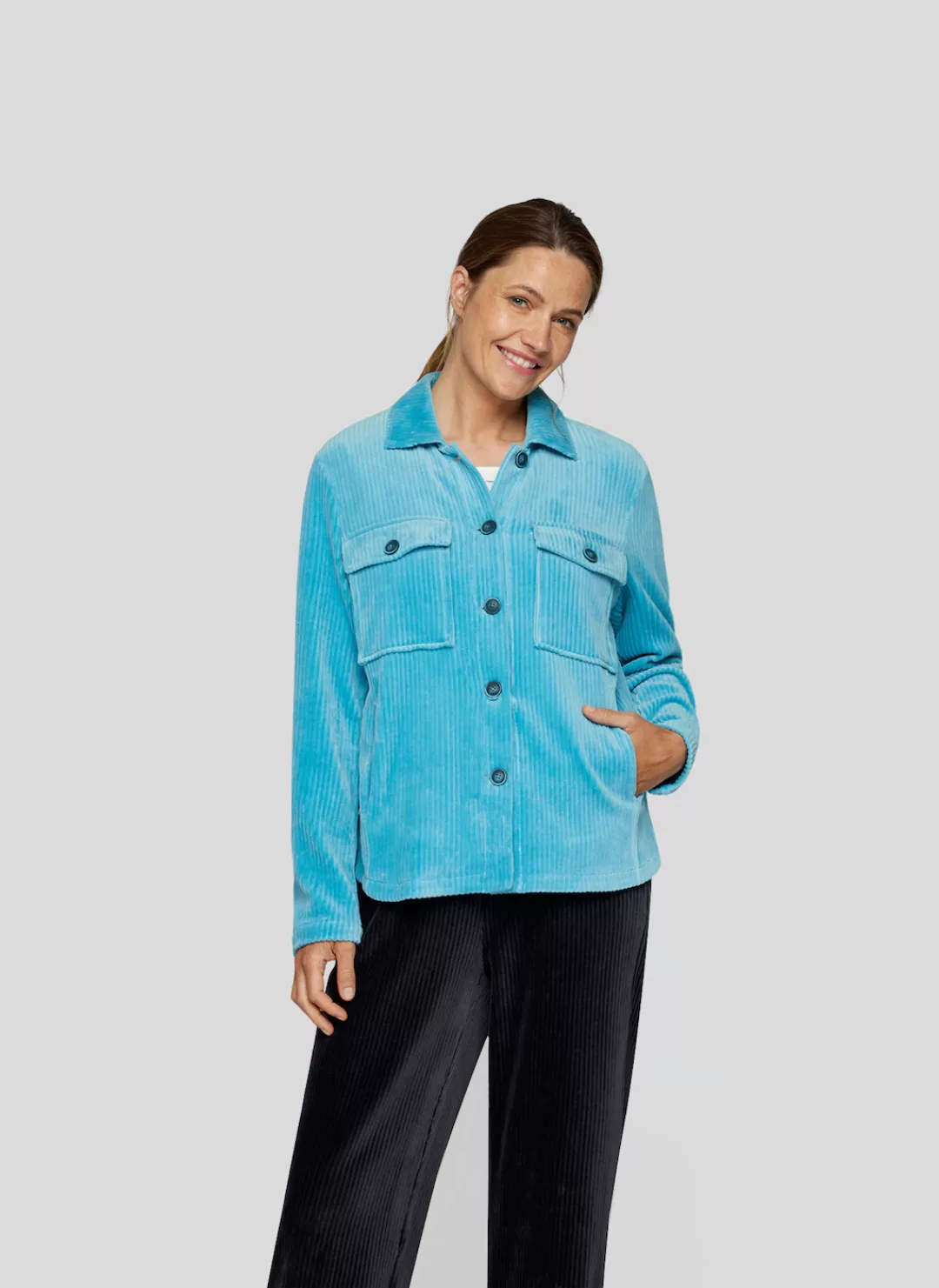 Rabe Klassische Bluse "RABE Cordjacke in strahlendem Blau" günstig online kaufen