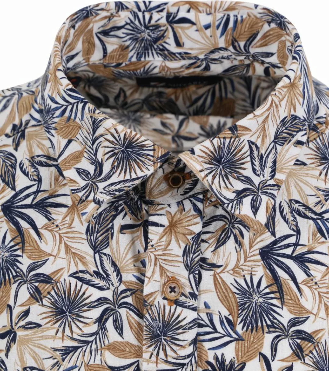 Suitable Kurzarmhemd Leinen Simon Blau Beige - Größe L günstig online kaufen