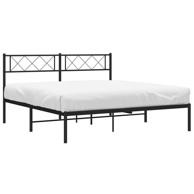 vidaXL Bettgestell, Bettrahmen mit Kopfteil Metall Schwarz 135x190 cm günstig online kaufen