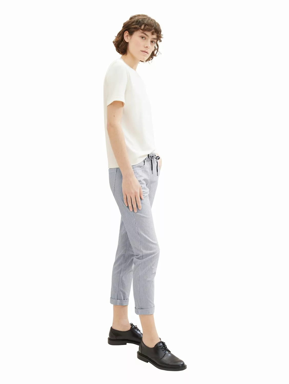 Tom Tailor Damen Hose TAPERED RELAXED - Relaxed Fit - Gestreift günstig online kaufen