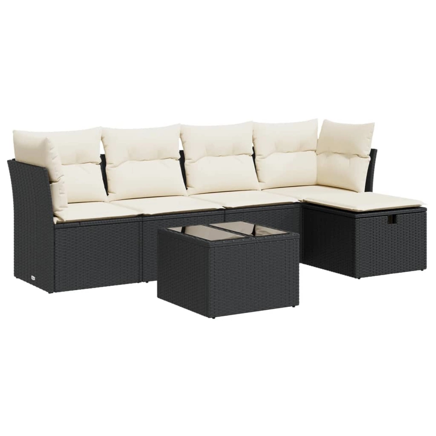 vidaXL 6-Tlg Garten-Sofagarnitur mit Kissen Schwarz Poly Rattan 3325272 günstig online kaufen