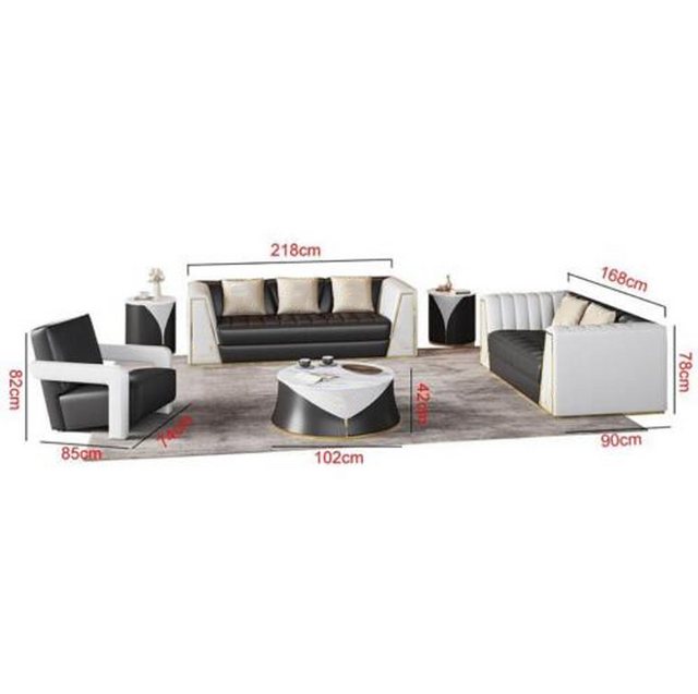 Xlmoebel Sofa Wohnzimmermöbel-Set mit 4 Teilen: 3-Sitzer-Sofa, 2-Sitzer-Sof günstig online kaufen