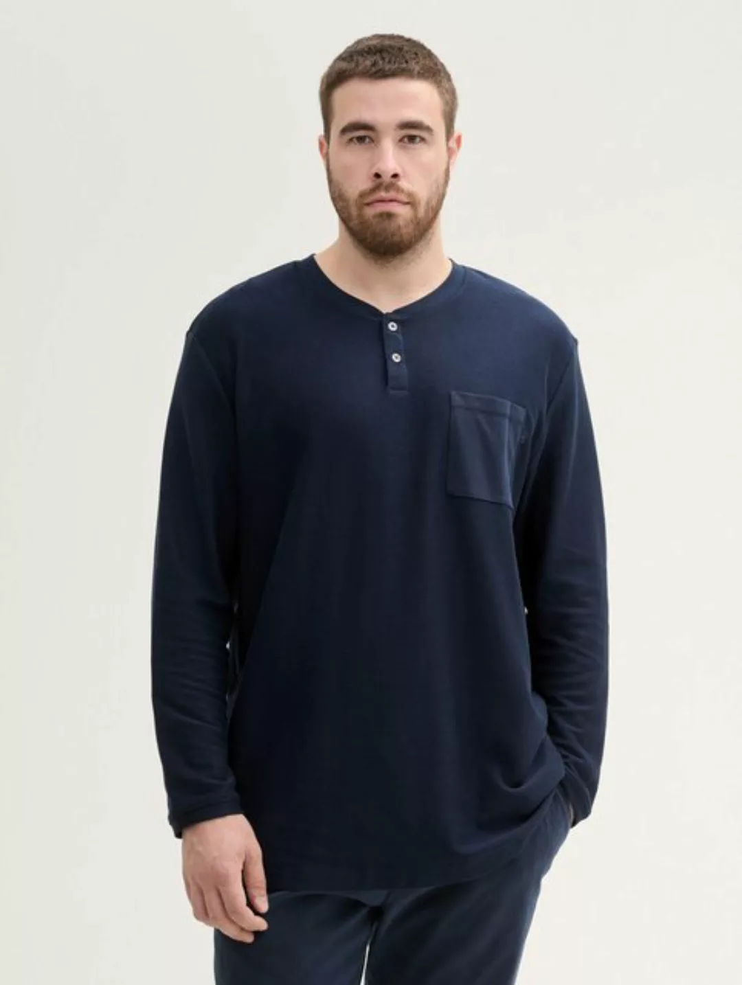 TOM TAILOR PLUS Langarmshirt Plus Size - Henley Langarmshirt günstig online kaufen