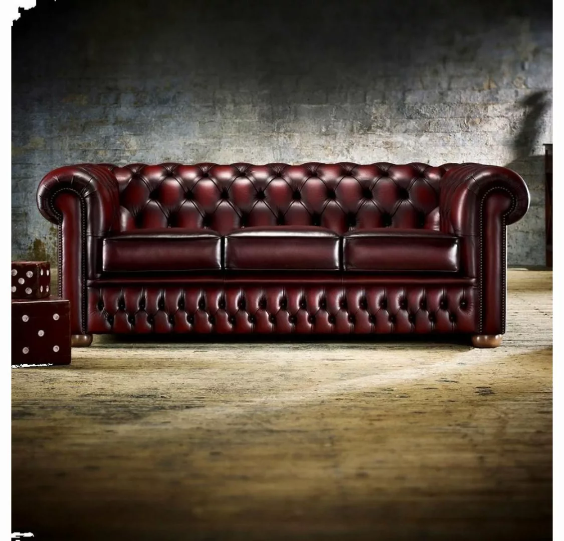 Xlmoebel Sofa Dreisitzer Bordeaux Ledercouch Chesterfield-Garnitur in Rot f günstig online kaufen