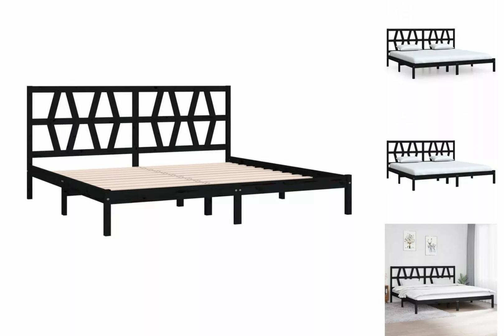 vidaXL Bettgestell Massivholzbett Schwarz Kiefer 200x200 cm Bett Bettgestel günstig online kaufen