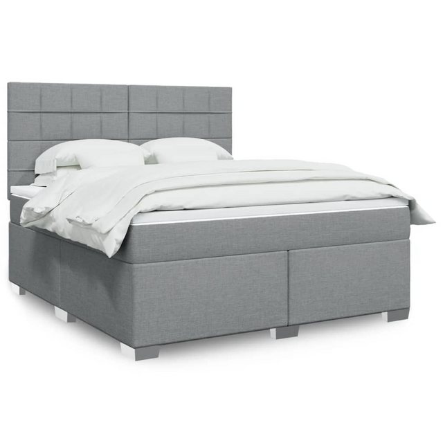 vidaXL Boxspringbett, Boxspringbett mit Matratze Hellgrau 180x200 cm Stoff günstig online kaufen