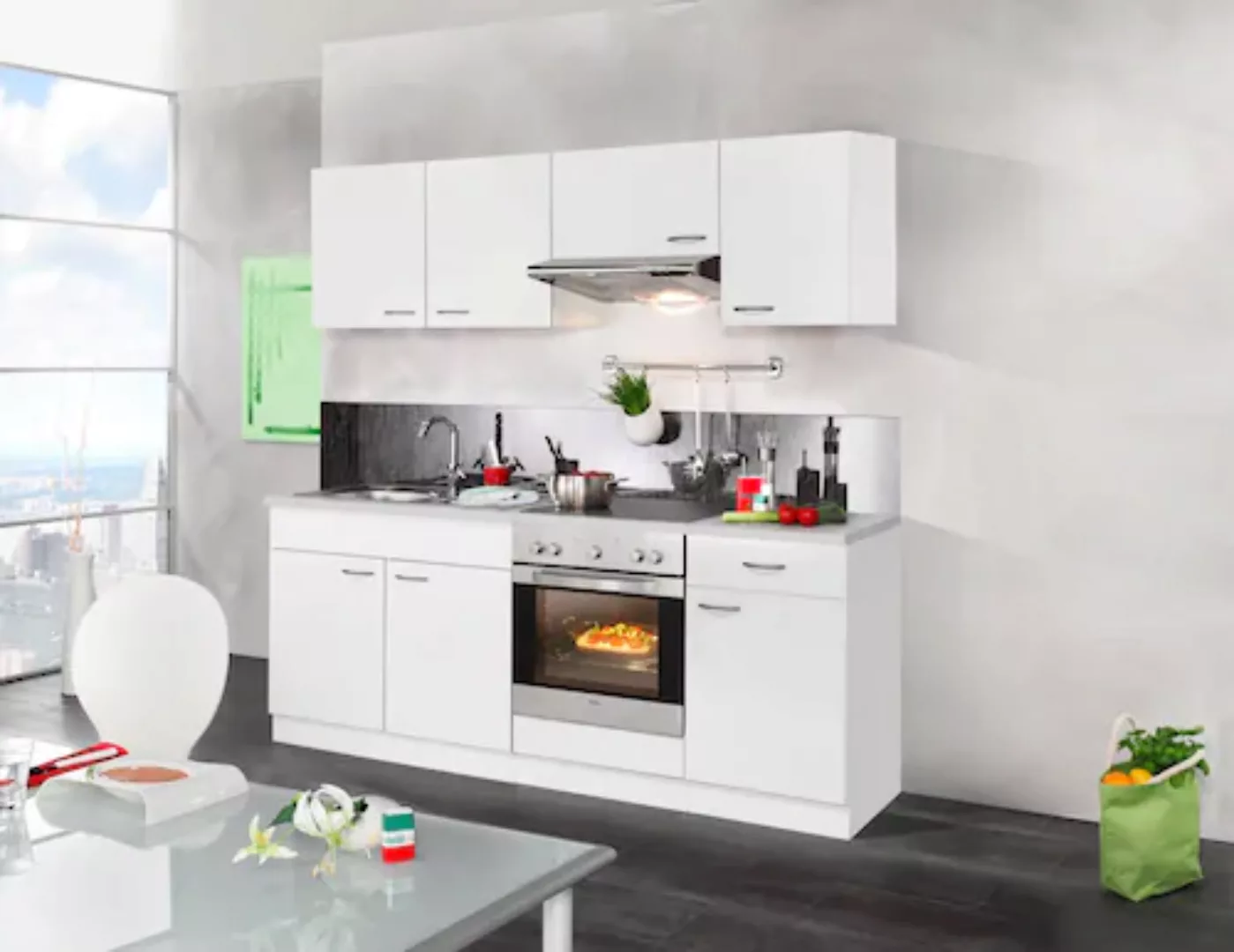 wiho Küchen Küchenzeile "Valencia", mit E-Geräten, Breite 210 cm günstig online kaufen