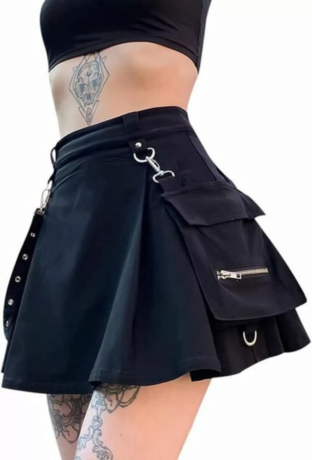 FIDDY Minirock Damen-Faltenrock mit Reißverschluss und Taschen günstig online kaufen