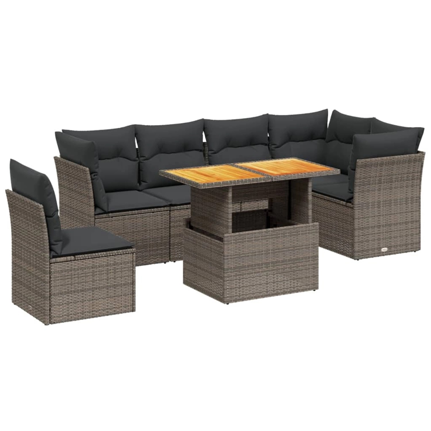 vidaXL 7-Tlg Garten-Sofagarnitur mit Kissen Grau Poly Rattan 3270857 günstig online kaufen