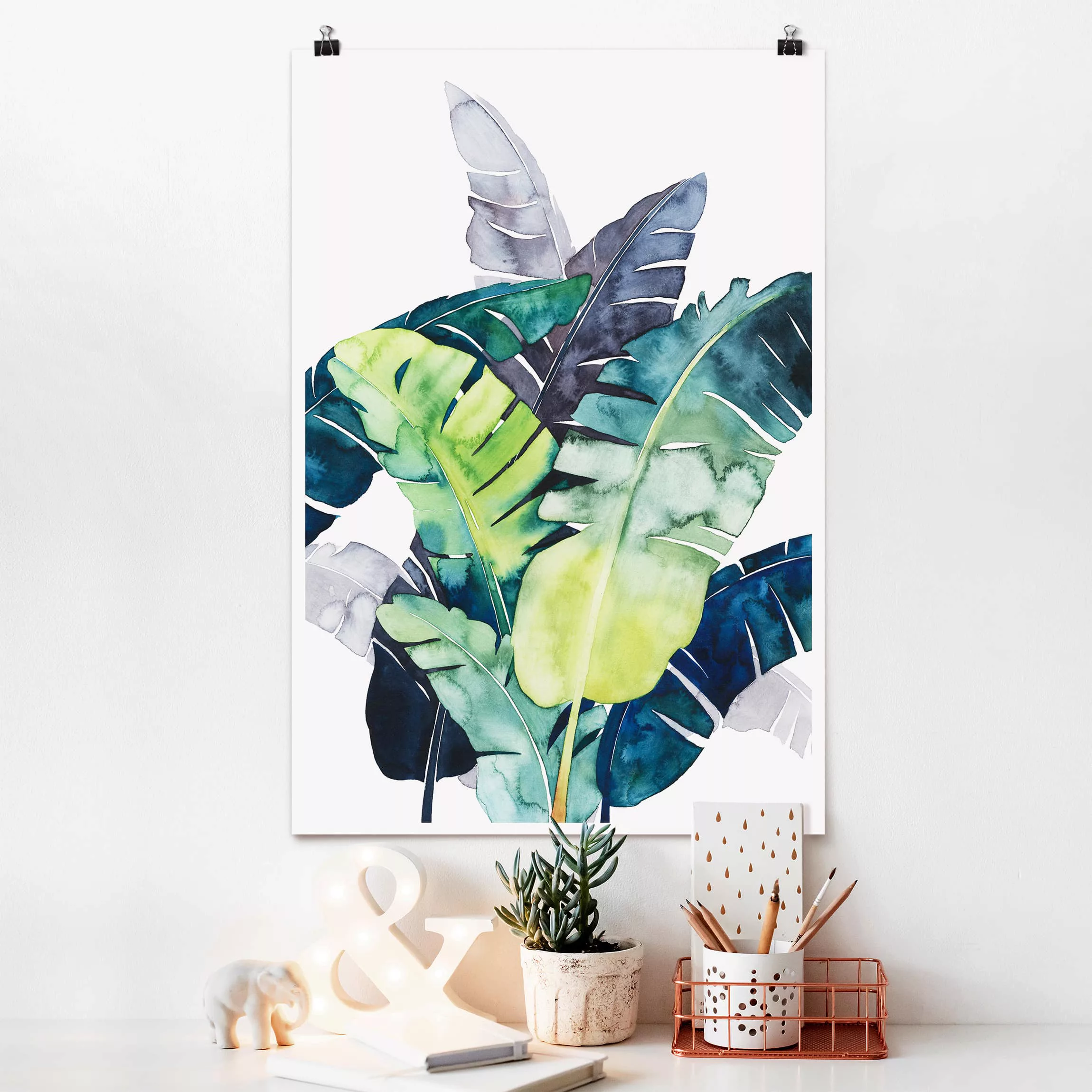 Poster Blumen - Hochformat Exotisches Blattwerk - Banane günstig online kaufen