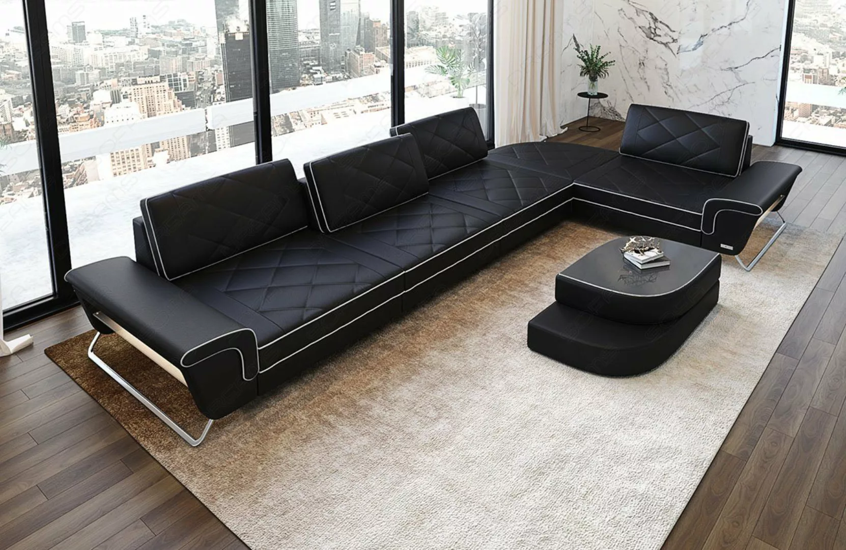 Sofa Dreams Ecksofa Leder Designer Eckcouch Rotello L Form Luxus Ledersofa, günstig online kaufen