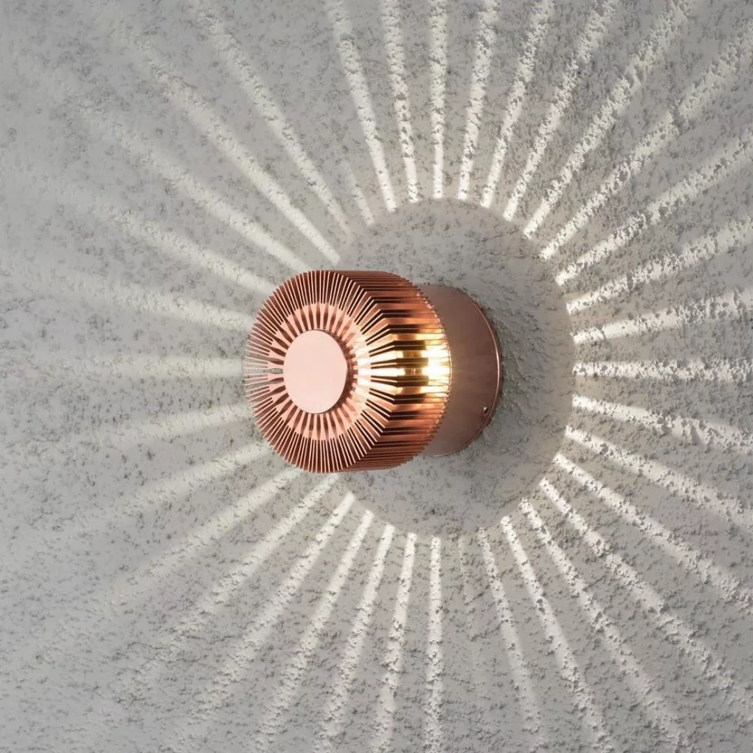 LED-Außenwandlampe Monza Strahlen rund kupfer 9cm günstig online kaufen
