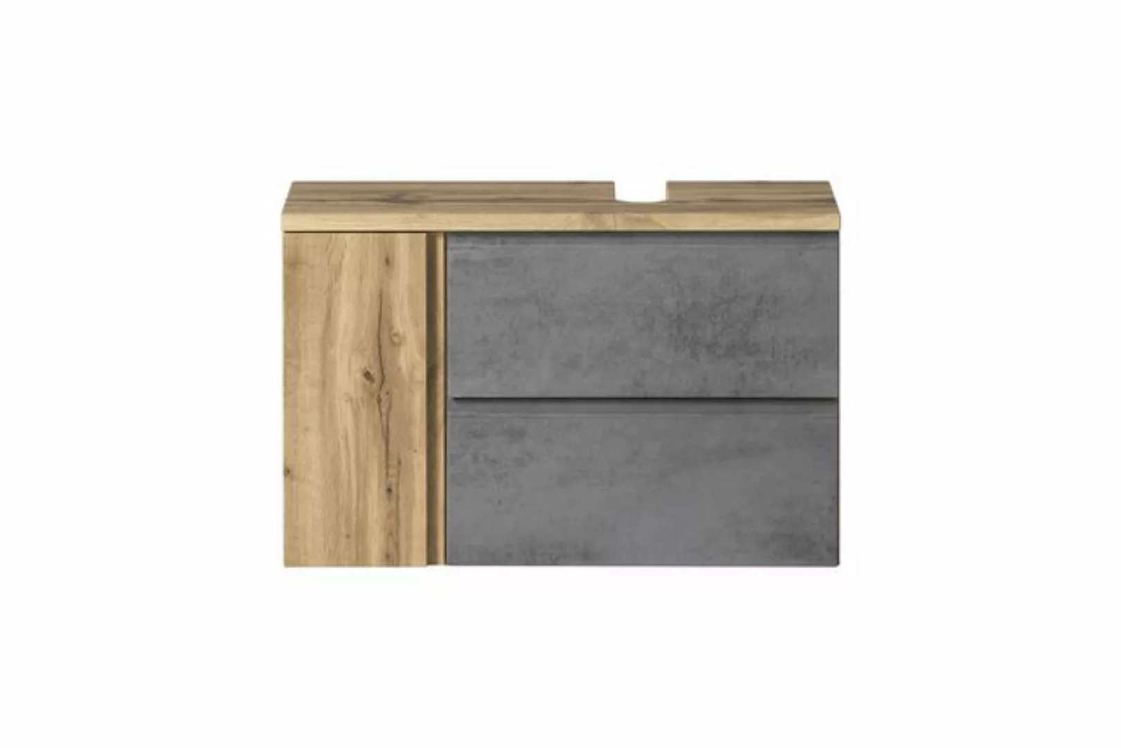 freiraum Waschbeckenunterschrank Paris in Betongrau, Wotaneiche, MDF - 85x5 günstig online kaufen